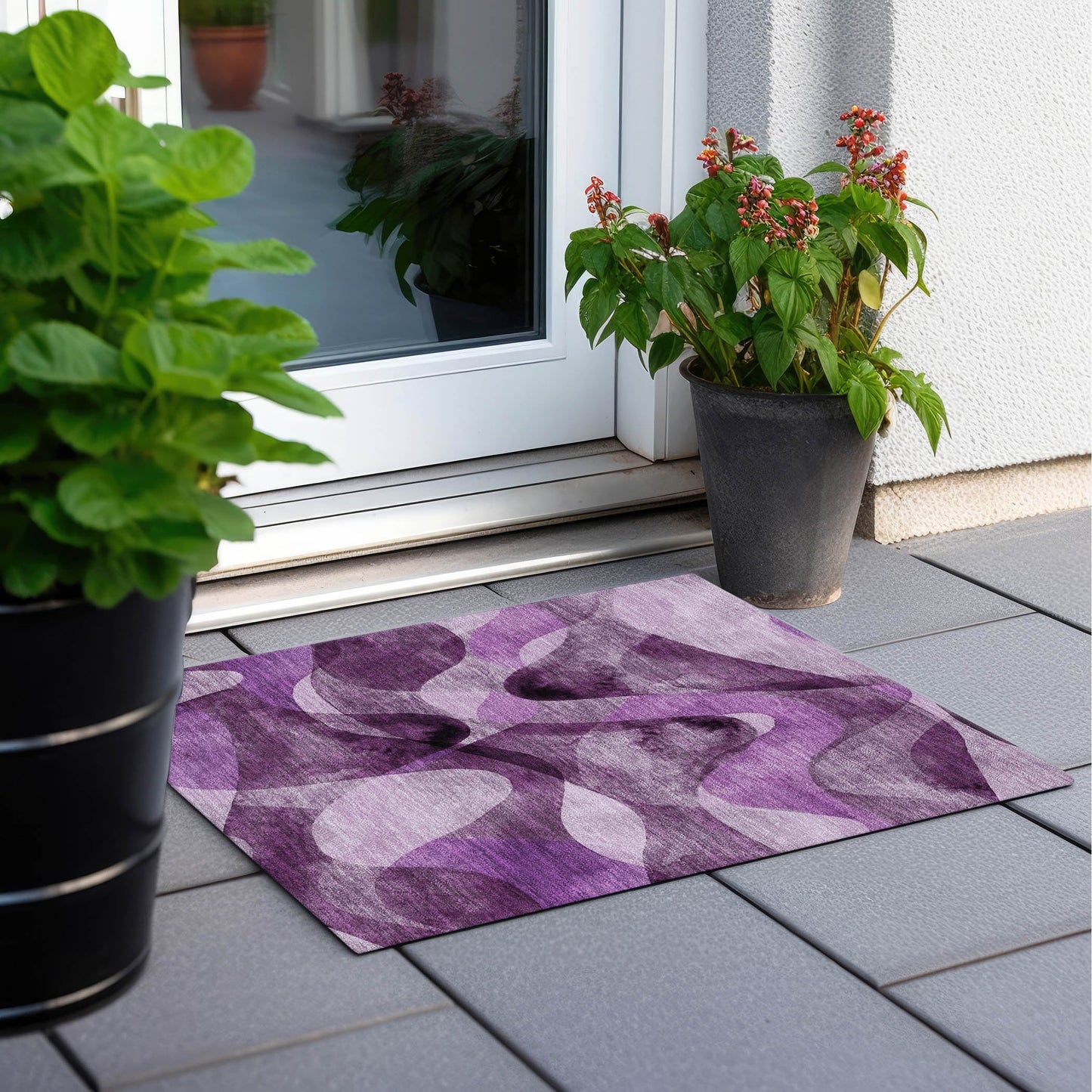 Tapis Chantille moderne lavable en machine pour intérieur/extérieur