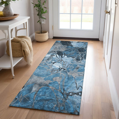 Tapis Chantille moderne à motif floral lavable en machine pour intérieur/extérieur