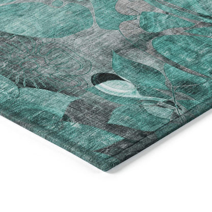 Tapis Chantille moderne à motif floral lavable en machine pour intérieur/extérieur