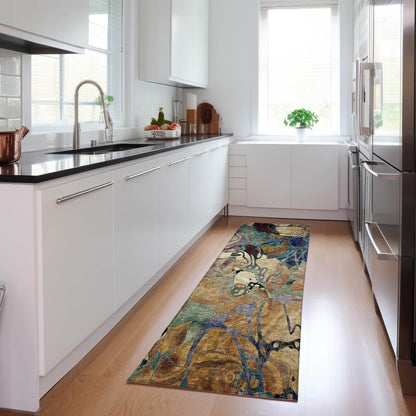 Tapis Chantille moderne à motif floral lavable en machine pour intérieur/extérieur