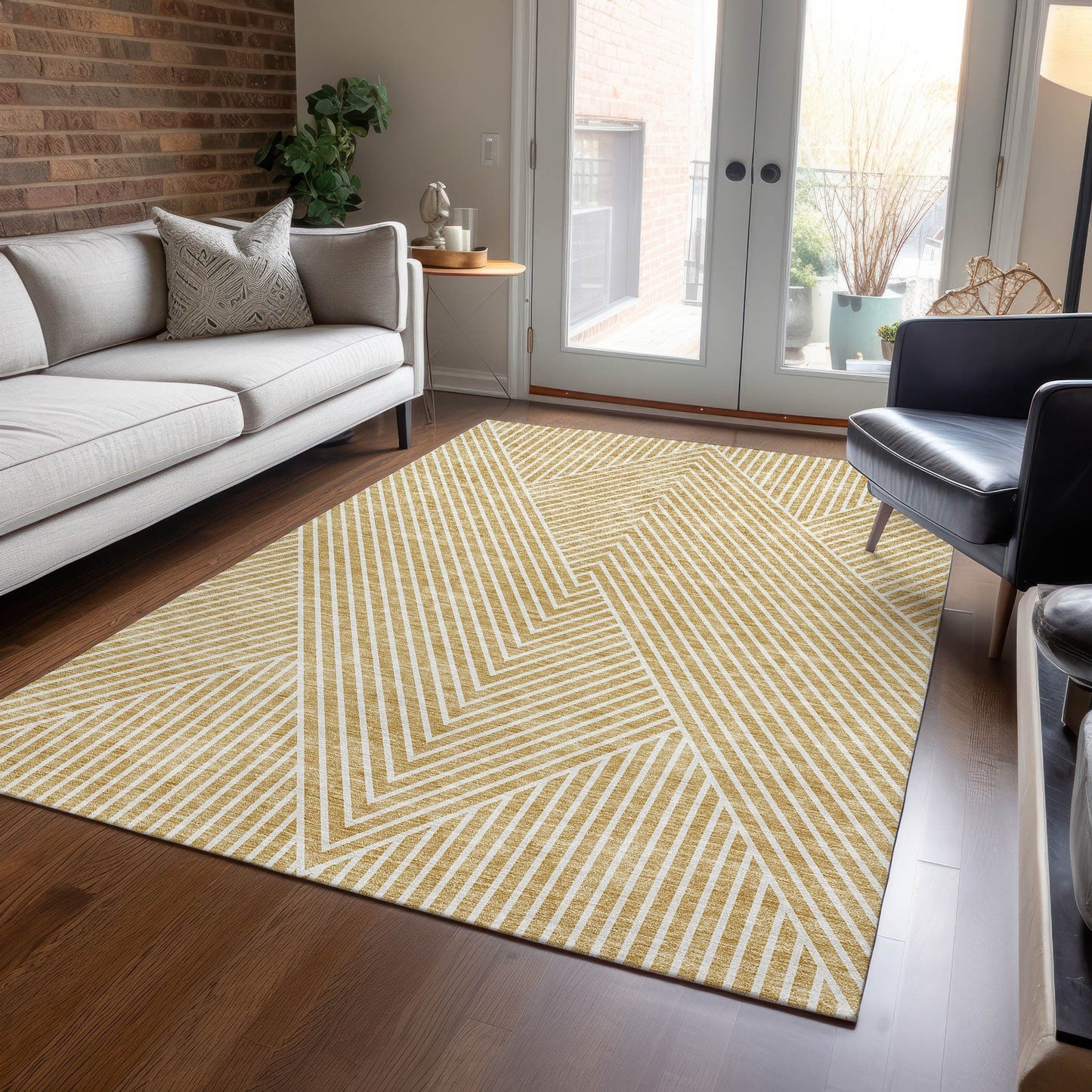 Tapis Chantille géométrique moderne lavable en machine pour intérieur/extérieur