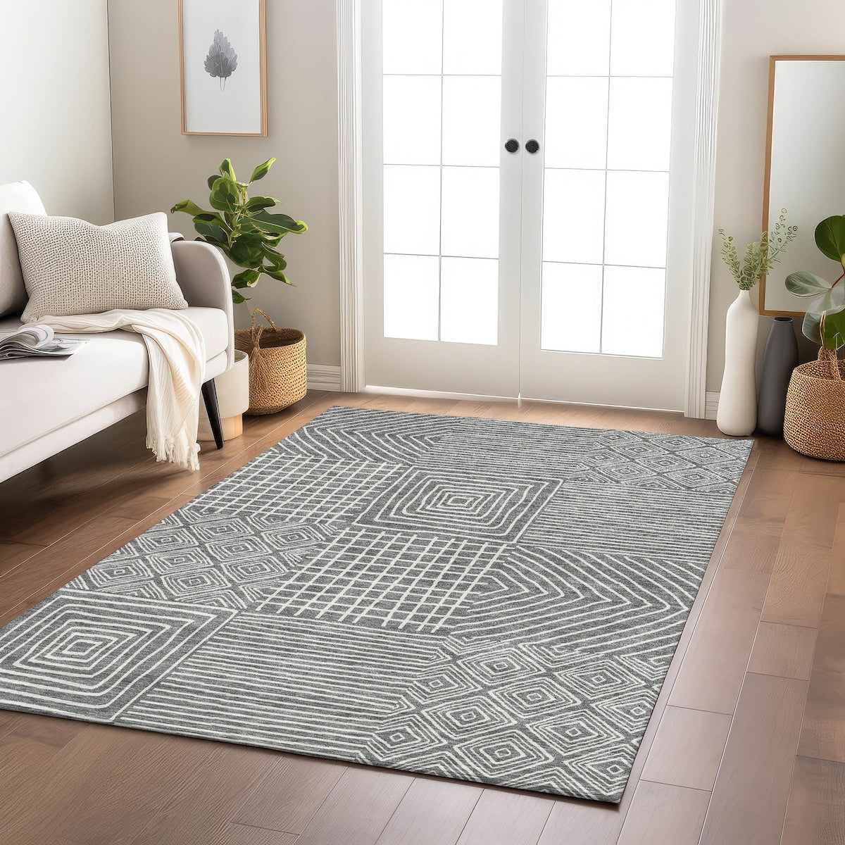 Tapis moderne en mosaïque Chantille lavable en machine pour intérieur/extérieur