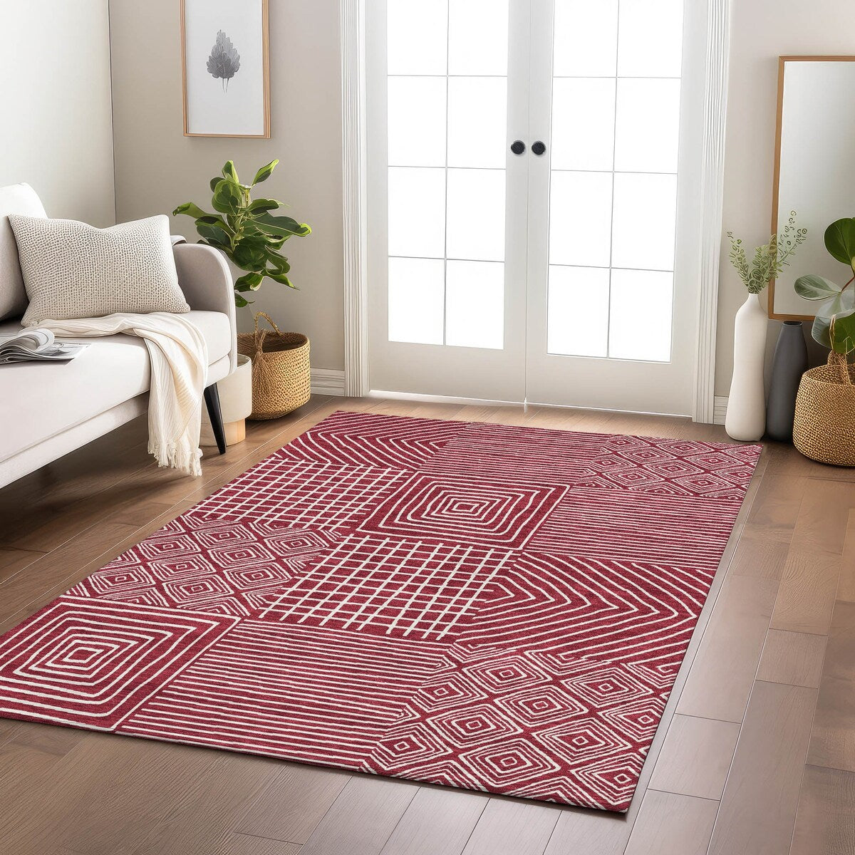 Tapis moderne en mosaïque Chantille lavable en machine pour intérieur/extérieur