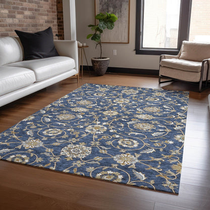 Tapis traditionnel KashanChantille lavable en machine pour intérieur/extérieur
