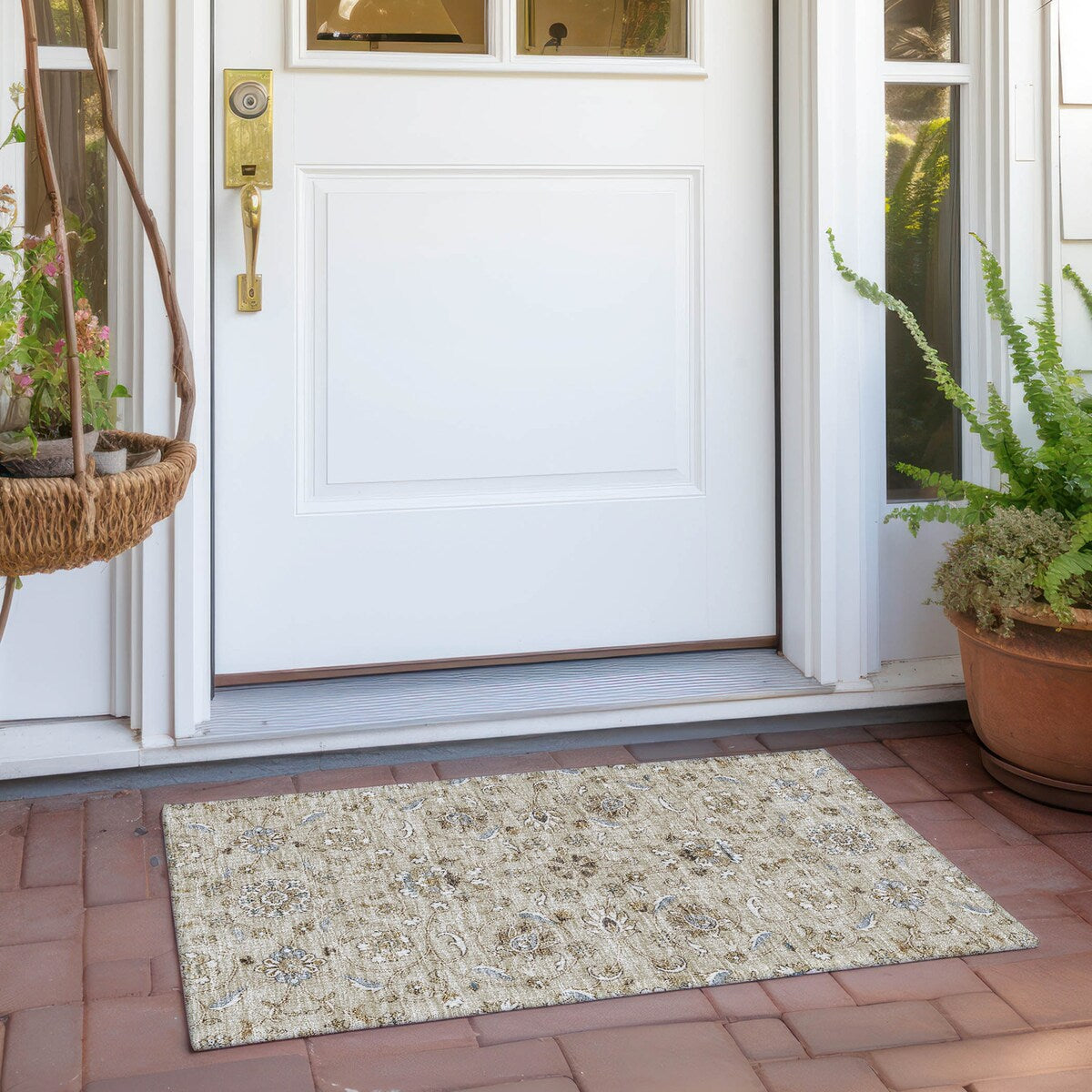 Tapis traditionnel KashanChantille lavable en machine pour intérieur/extérieur