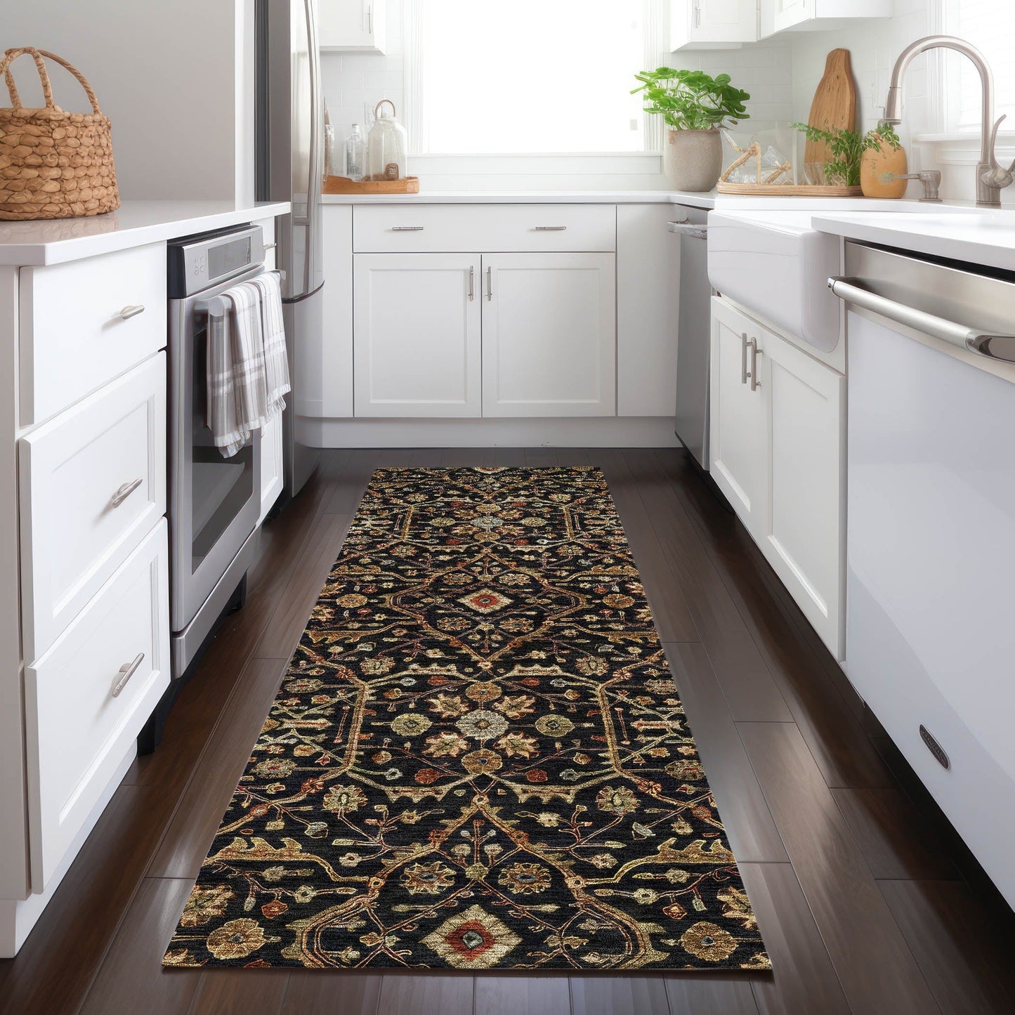 Tapis persan traditionnel en chantille lavable en machine pour intérieur/extérieur