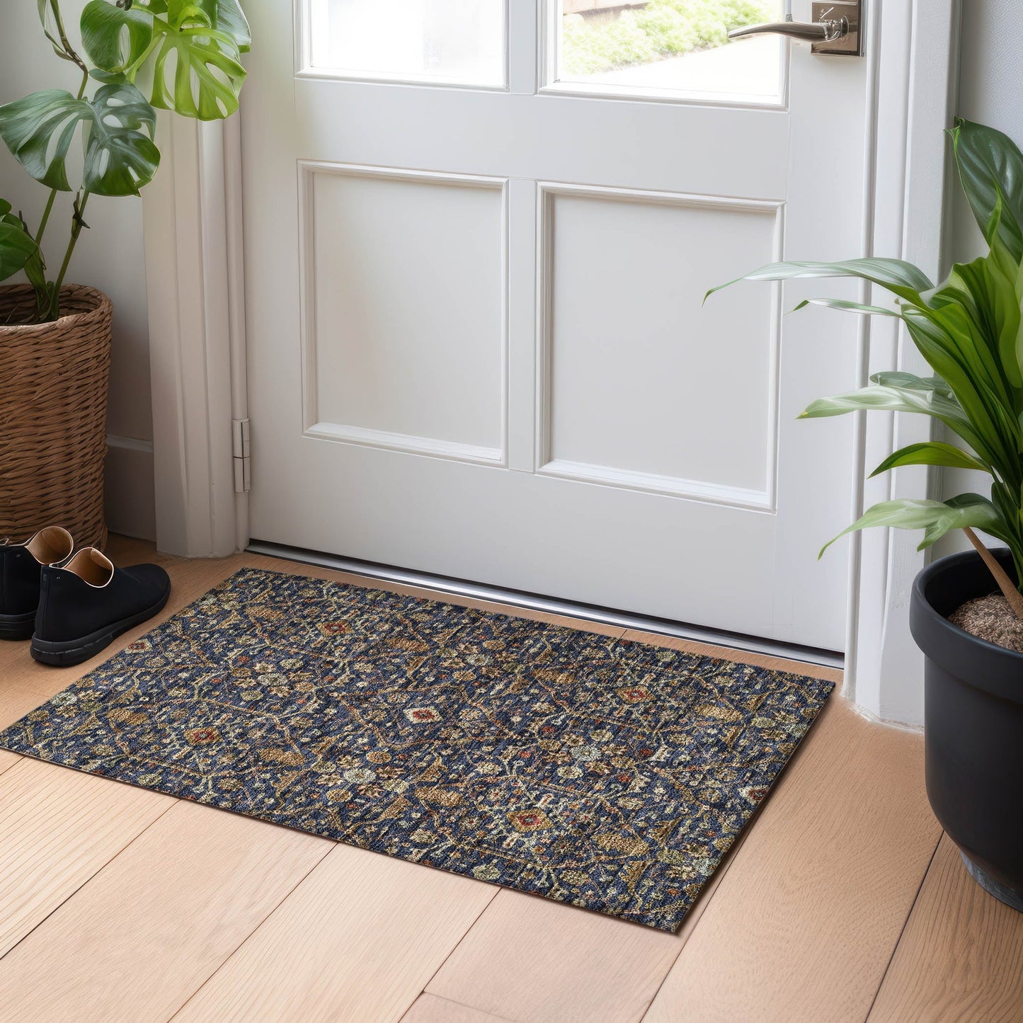 Tapis persan traditionnel en chantille lavable en machine pour intérieur/extérieur