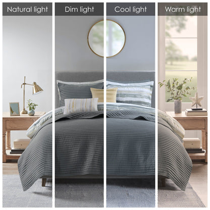 Madison Park Anchorage 8 Piece Printed Seersucker Comforter and Quilt Set Collection