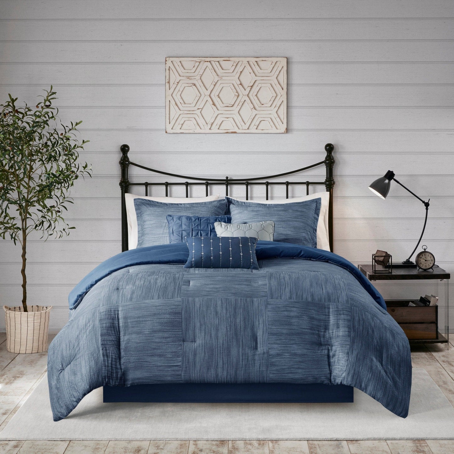 Madison Park Clayton 7 Piece Printed Seersucker Comforter Set