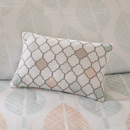 Madison Park Essentials Pelham Bay Coral/ Green Comforter Set with Cotton Bed Sheets