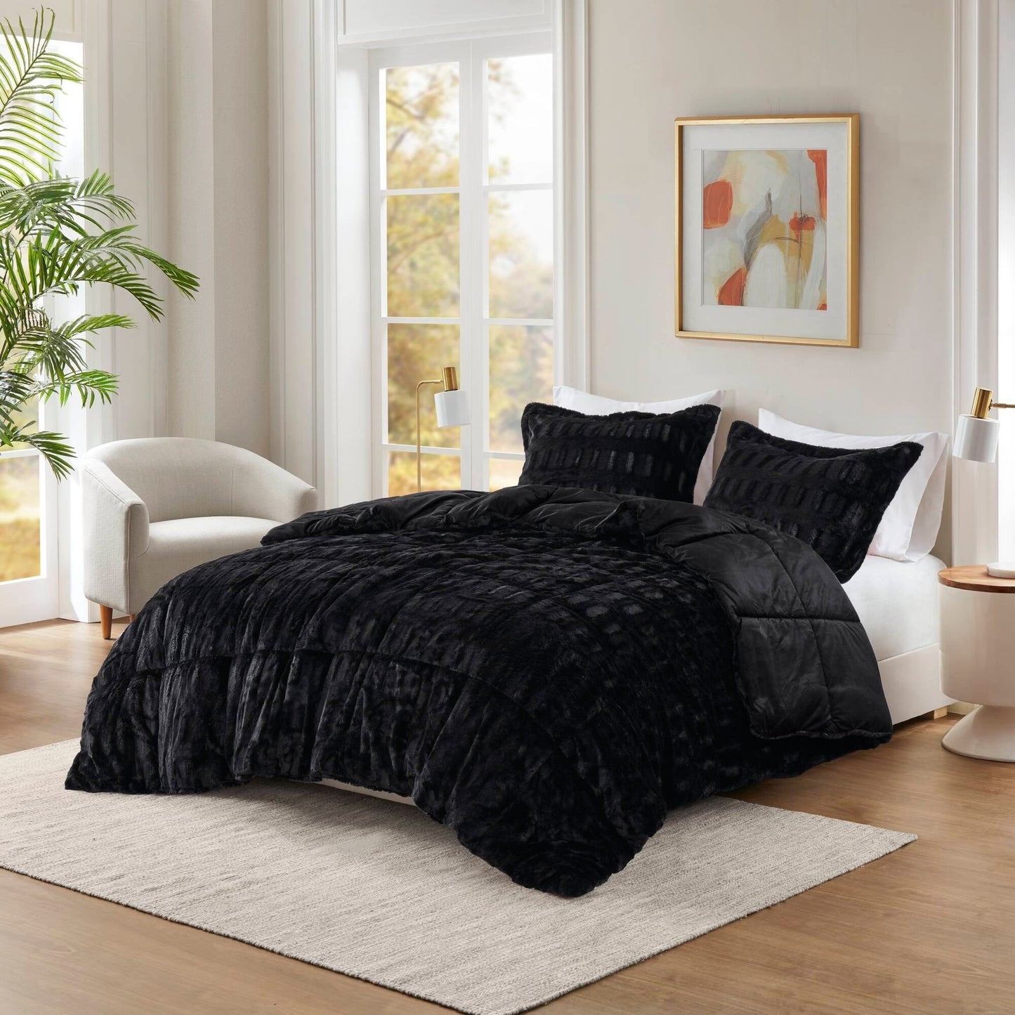 Madison Park Margot Back Print Long Fur Comforter Set