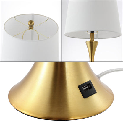 Lampe de table LED Makena 22,75 cm en fer moderne et glamour avec port de chargement USB (lot de 2) par JONATHAN Y