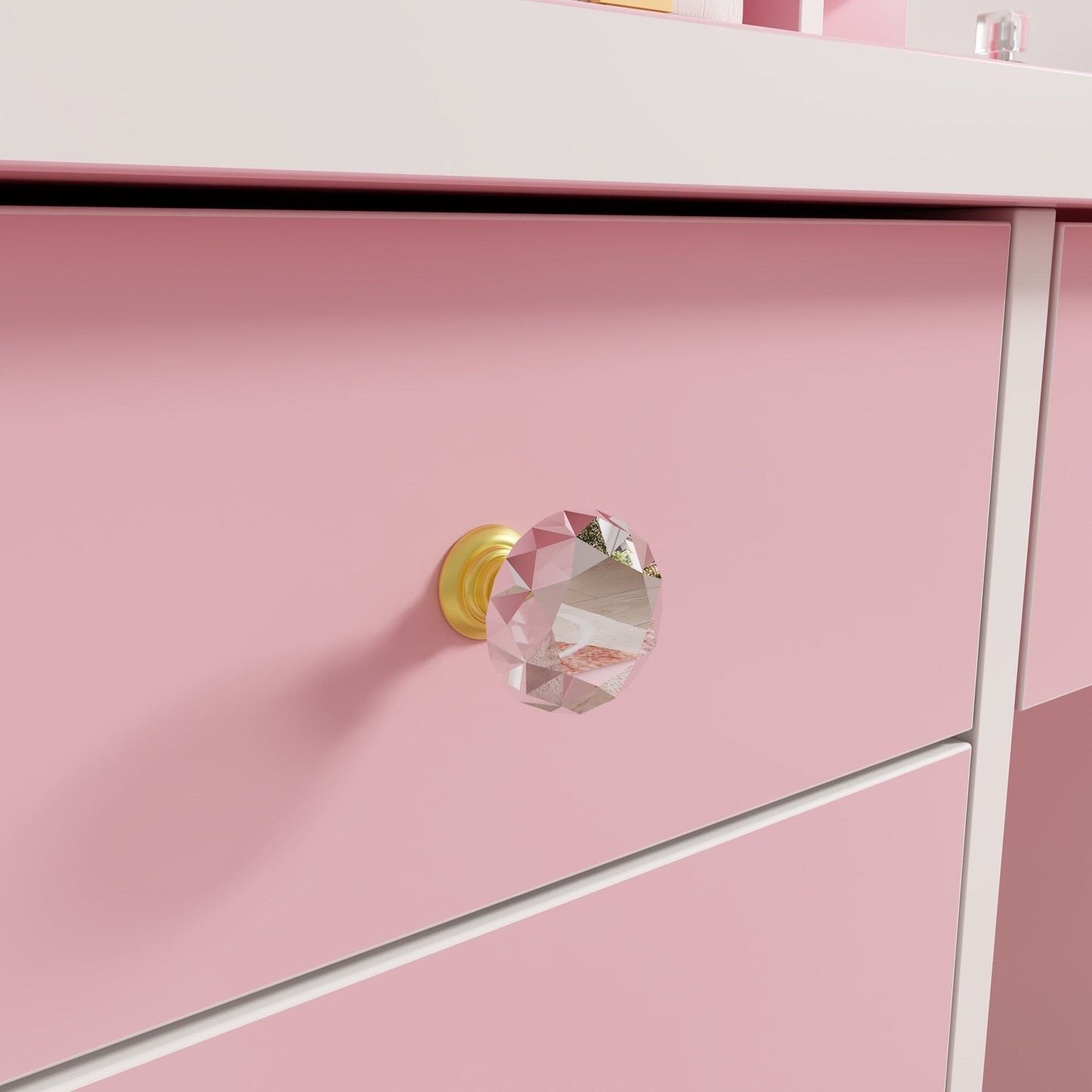 Coiffeuse avec éclairage LED, miroir et tabouret