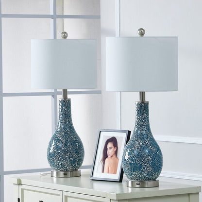 25.25 Glass Table Lamp Set with USB (Set of 2)