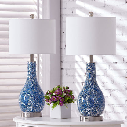 25.25 Glass Table Lamp Set with USB (Set of 2)