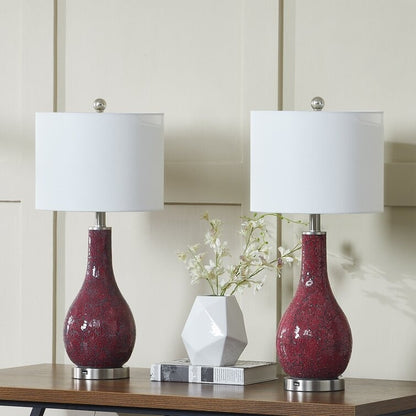 25.25 Glass Table Lamp Set with USB (Set of 2)