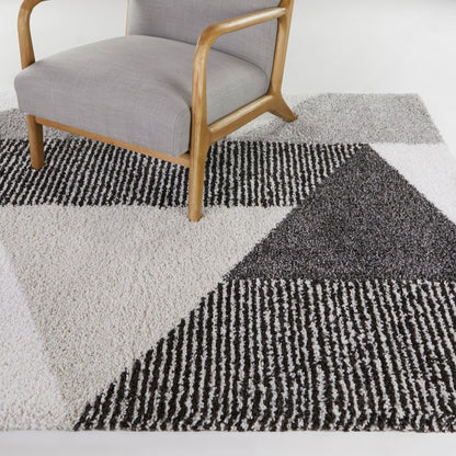 Tapis à poils longs Merrill style moderne du milieu du siècle, color block