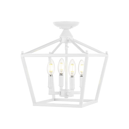 Milton Mini Lantern 4-Light Iron Modern Farmhouse LED Flush Mount, by JONATHAN Y