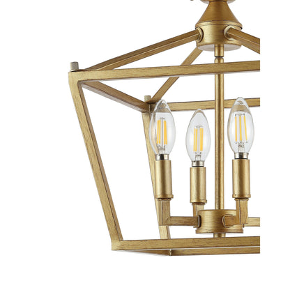 Milton Mini Lantern 4-Light Iron Modern Farmhouse LED Flush Mount, by JONATHAN Y