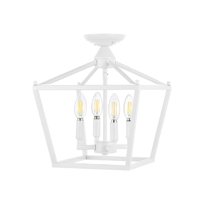 Milton Mini Lantern 4-Light Iron Modern Farmhouse LED Flush Mount, by JONATHAN Y