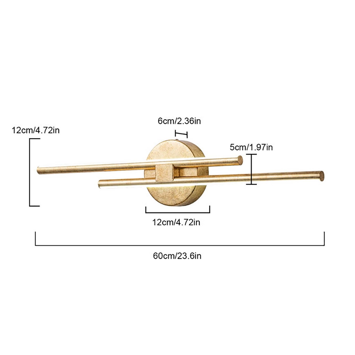 Minimalist 2-Light Dimmable LED Vanity Light Linear Metal Wall Sconce