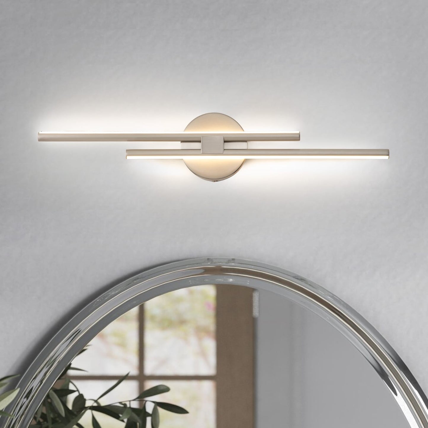 Minimalist 2-Light Dimmable LED Vanity Light Linear Metal Wall Sconce