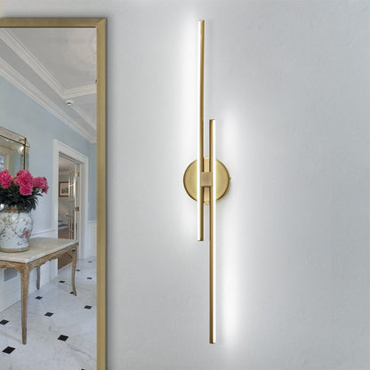Minimalist 2-Light Dimmable LED Vanity Light Linear Metal Wall Sconce