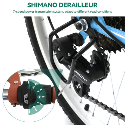 Vélo de croisière Moasis24/26 à 7 vitesses, vélo à cadre réglable, vélo de trajet