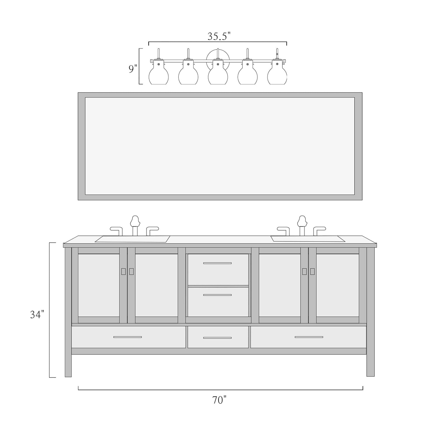 Modern 2/3/4/5-Light Bathroom Vanity Light Globe Glass Wall Sconce Minimalist Design