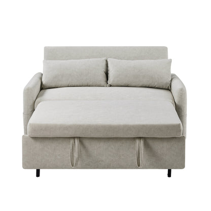 Modern 2 Seat Couch, Microfiber Pull Out Sleep Sofa Bed wih Adjsutable Backrest, Storage Pockets, 2 Soft Pillows, USB Ports