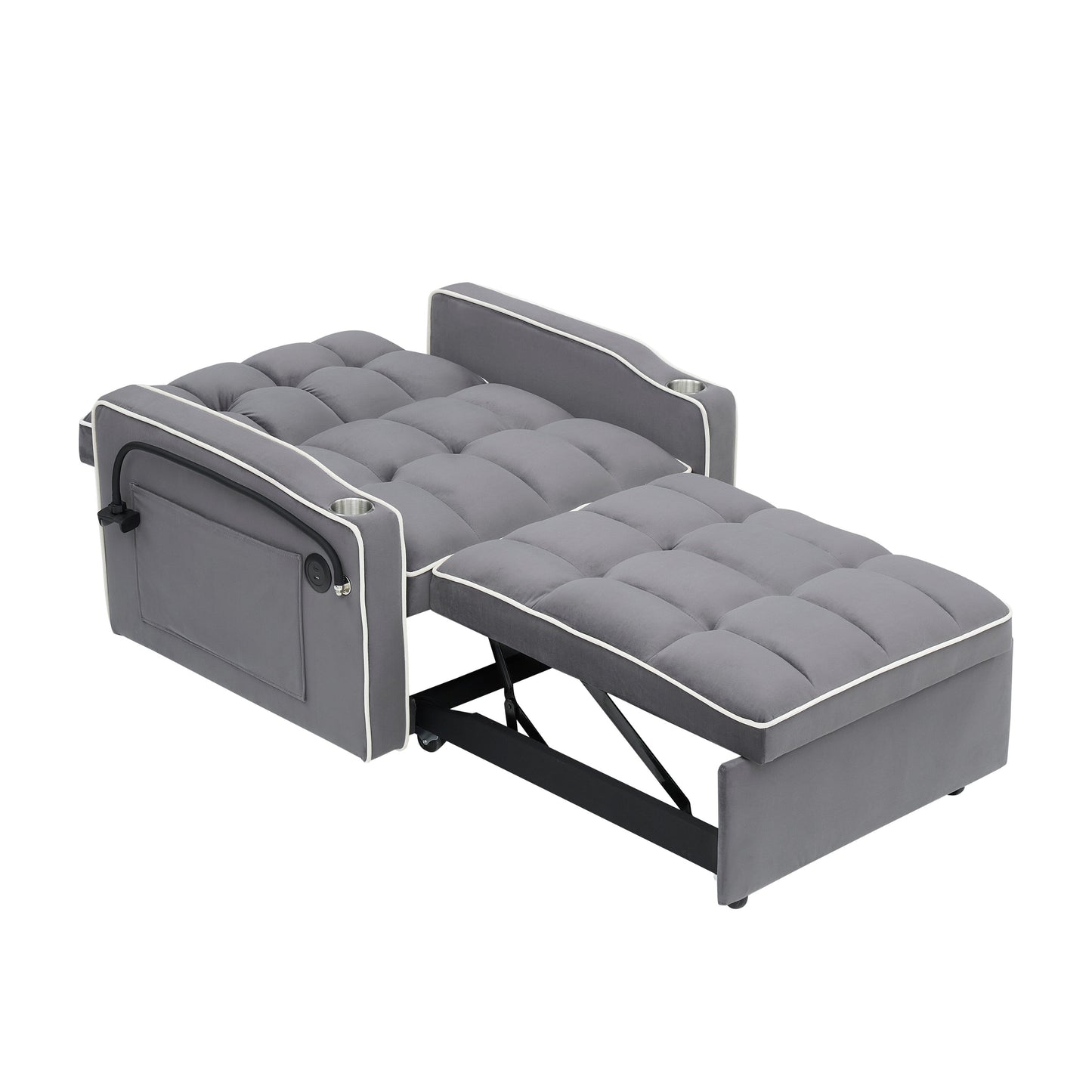 Modern 70.86 3 in 1 Single Convertible Sofa Bed with Adjustable Back and USB Charging Port for Living Room