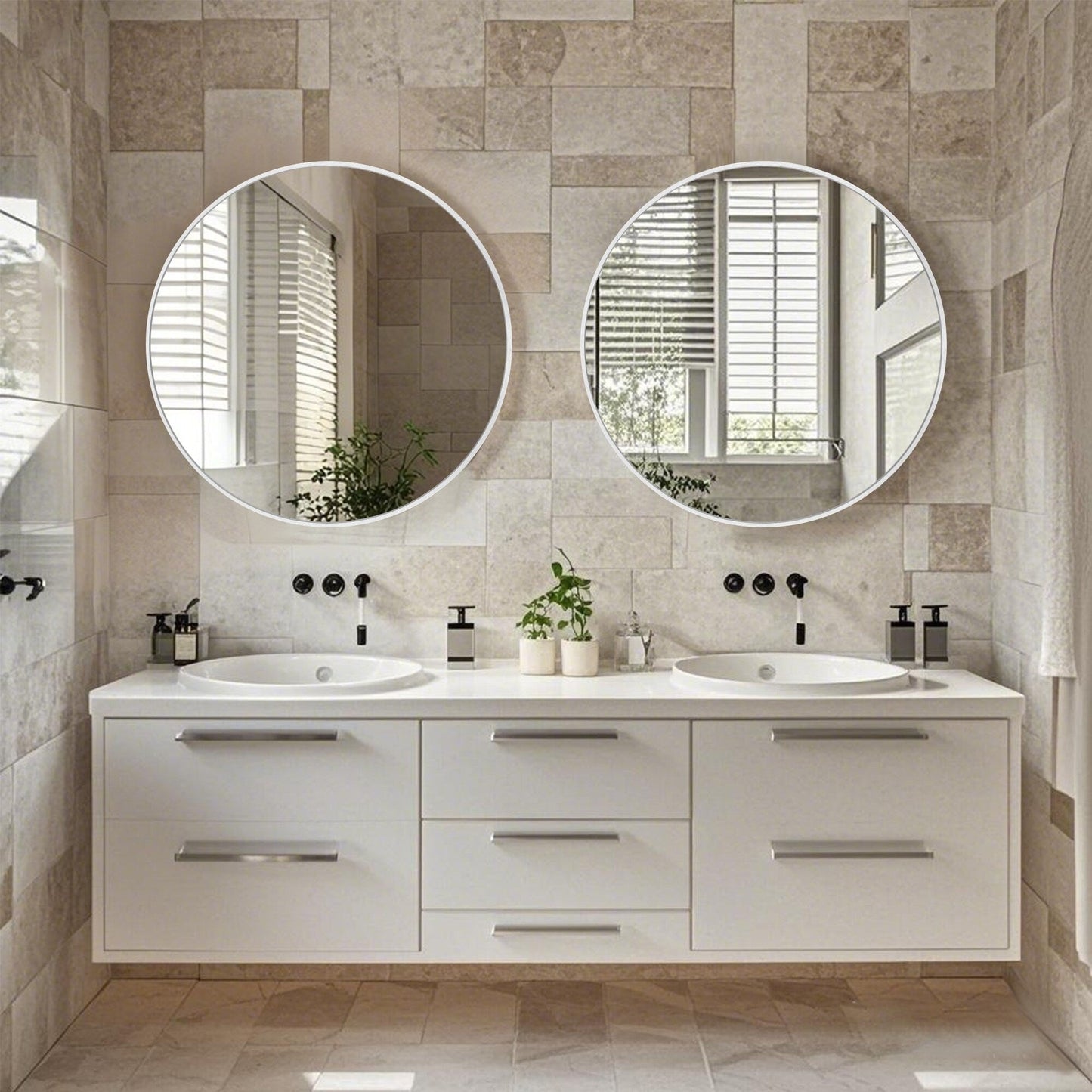 Modern Bathroom Wall Mounted Round Vanity Mirror