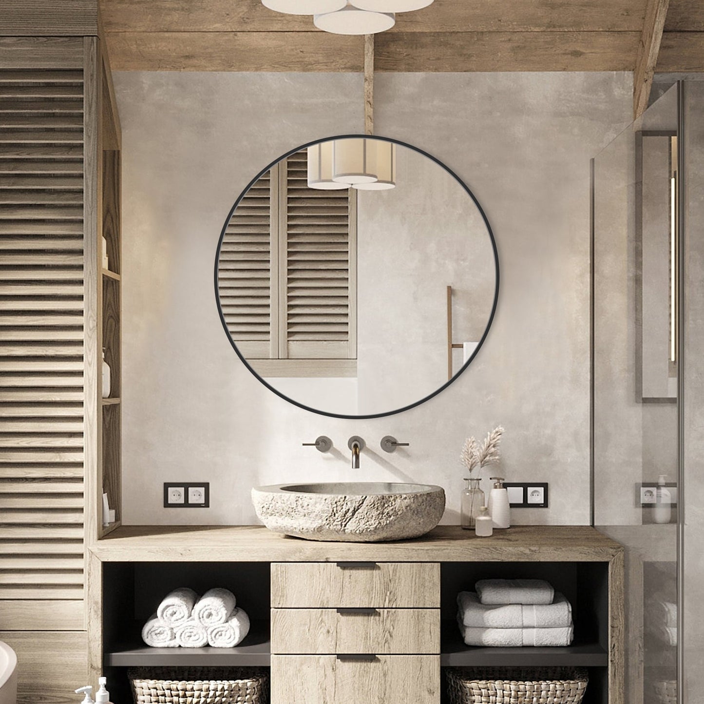 Modern Bathroom Wall Mounted Round Vanity Mirror