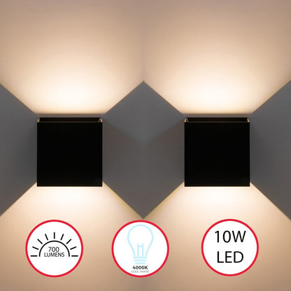 Modern Wall Sconce LED Waterproof Wall Lamp Aluminum with Adjustable Beam 10-Watt 4000K Cool White Indoor Outdoor