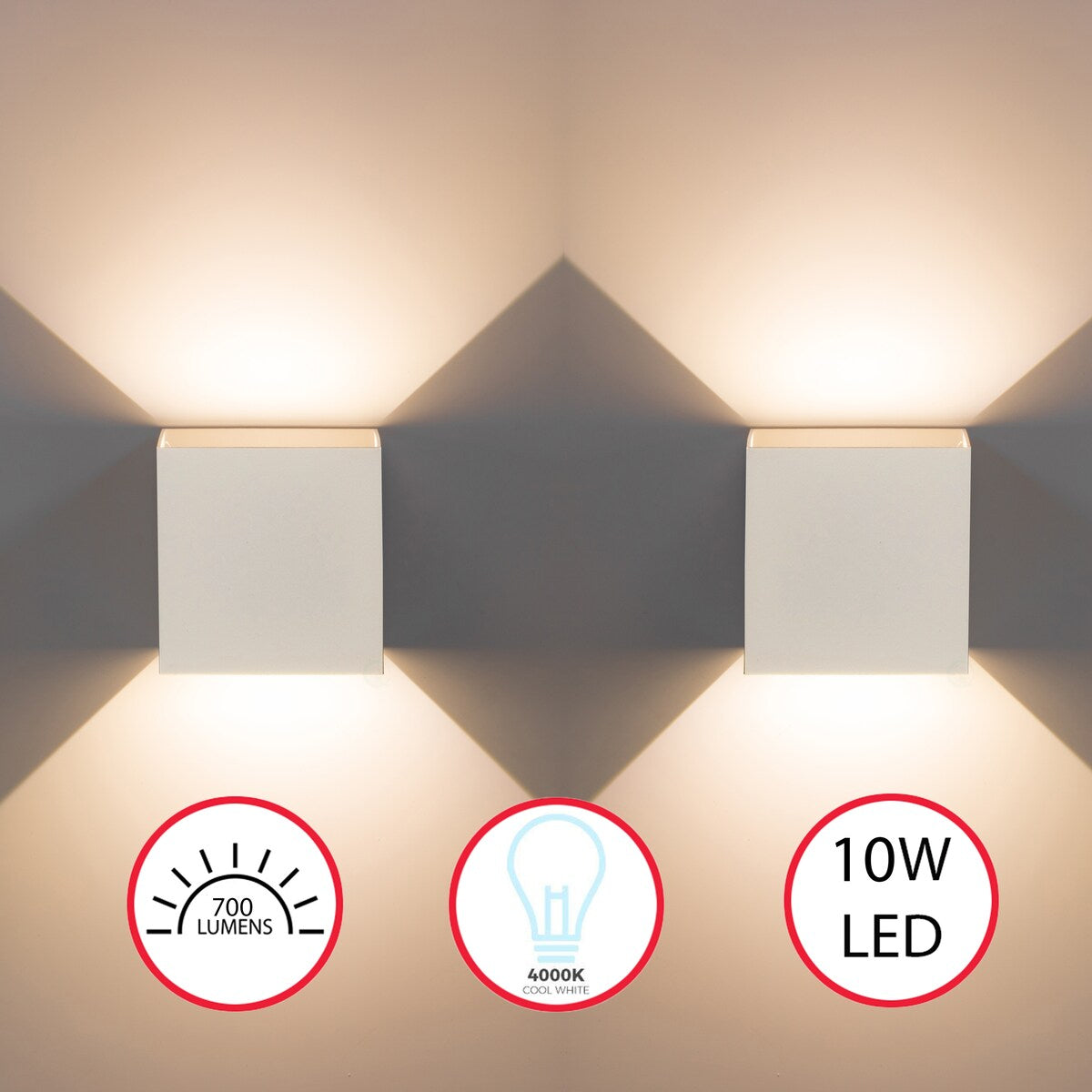 Modern Wall Sconce LED Waterproof Wall Lamp Aluminum with Adjustable Beam 10-Watt 4000K Cool White Indoor Outdoor