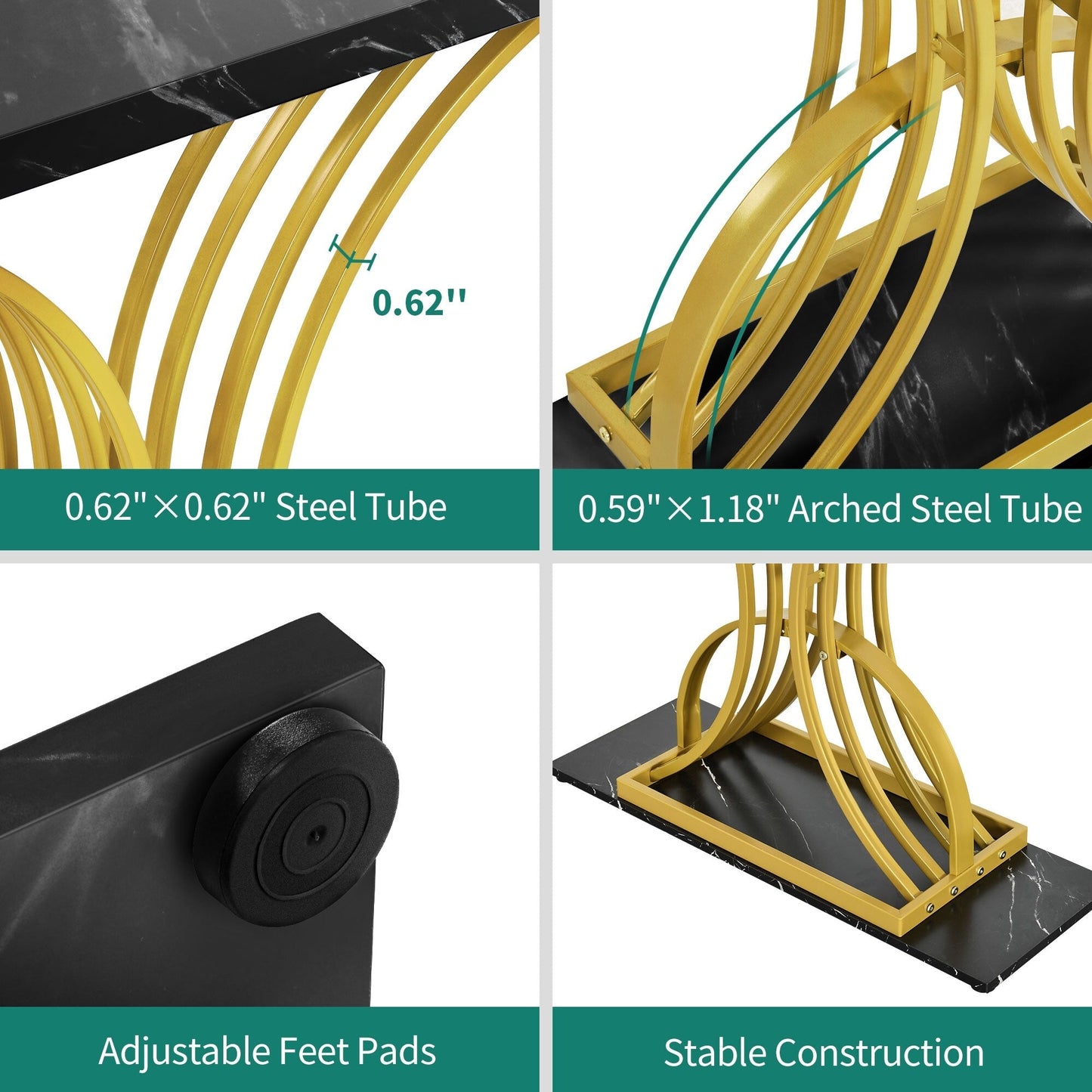 Console moderne dorée avec plateau marbré pour entrée/couloir