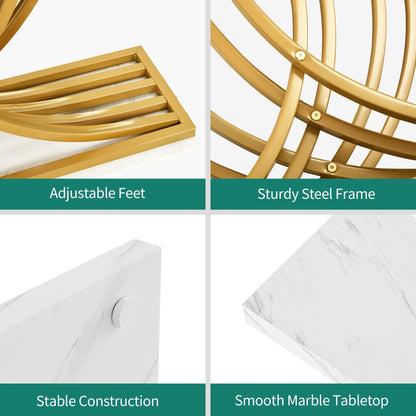 Console moderne dorée avec plateau marbré pour entrée/couloir