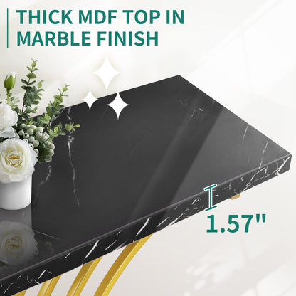 Console moderne dorée avec plateau marbré pour entrée/couloir