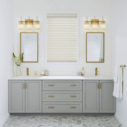 Applique murale moderne dorée à intensité variable, style cylindre glamour pour salle de bain, en cristal, pour meuble-lavabo