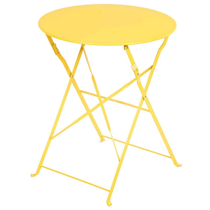 Ensemble bistro pliable en métal 3 pièces, résistant aux intempéries, idéal pour l'intérieur et l'extérieur, avec terrasse, jardin ou cour.