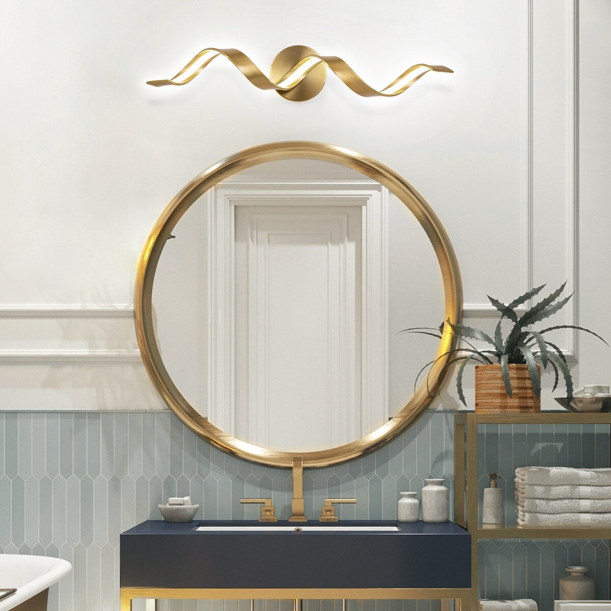 Modern Spiral Design LED Bathroom Vanity Light Dimmable Wall Light