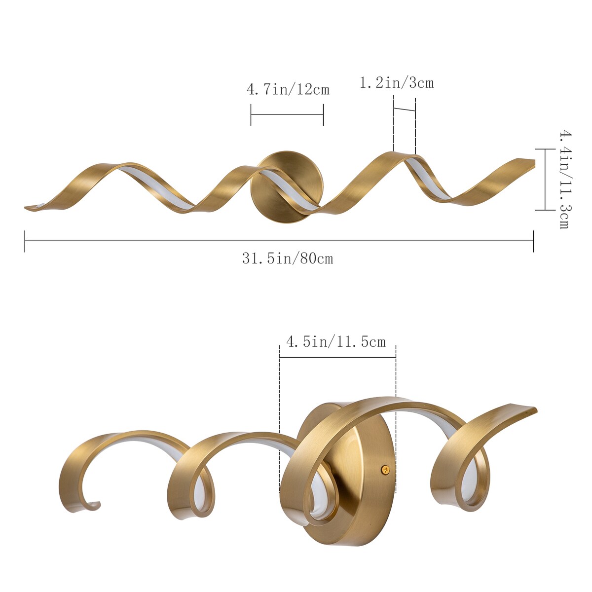 Modern Spiral Design LED Bathroom Vanity Light Dimmable Wall Light