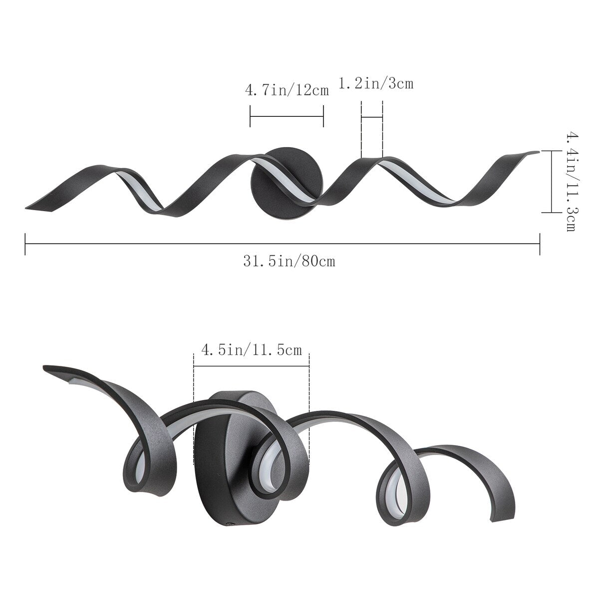 Modern Spiral Design LED Bathroom Vanity Light Dimmable Wall Light