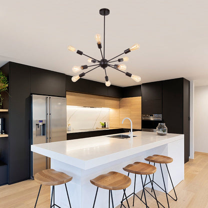 Modern Sputnik Chandelier 10-Light Adjustable Ceiling Light Fixture for Kitchen Dining Room Living Room Bedroom - N/A