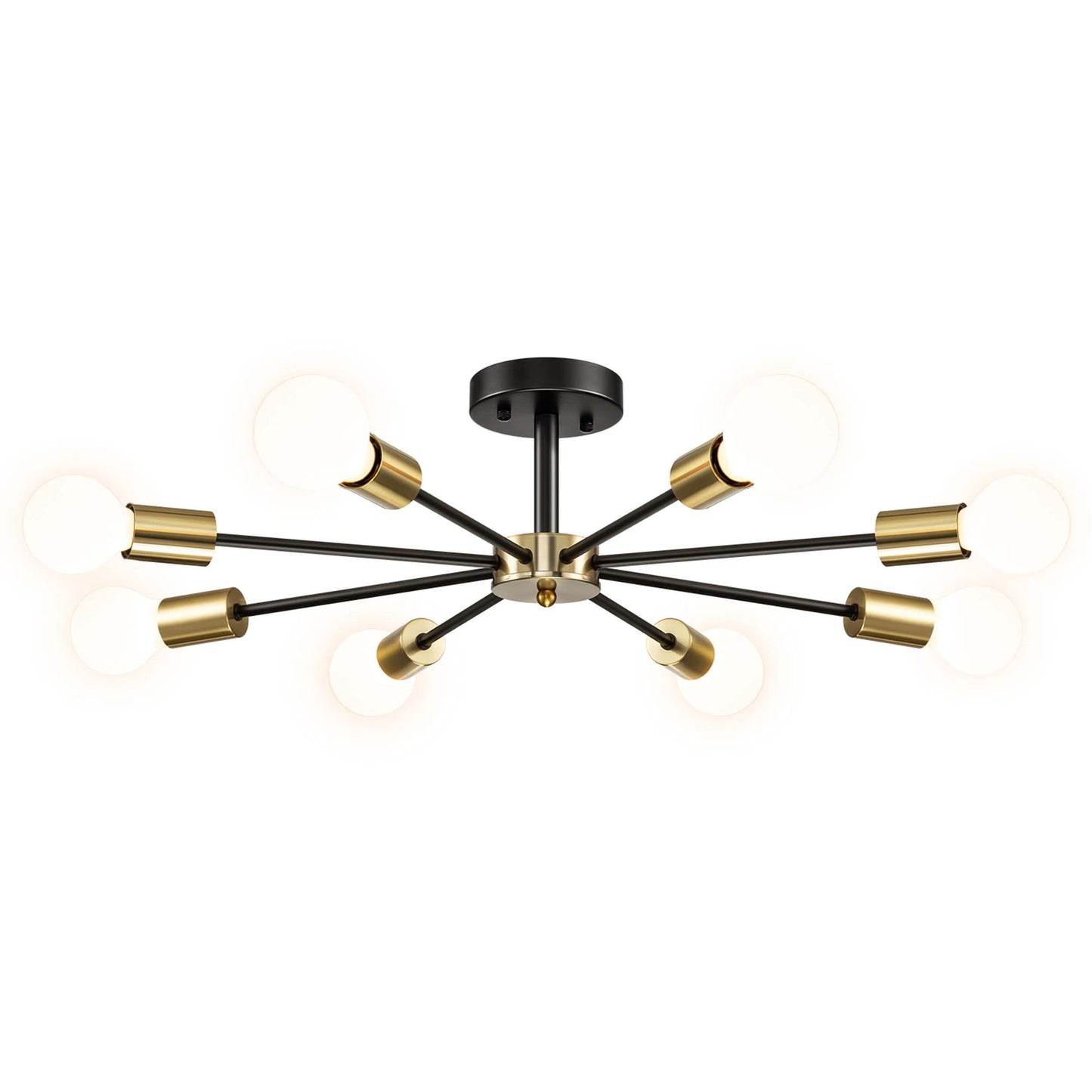 Black/ Gold Sputnik Semi Flush Mount Lamp Close to Ceiling Light Fixture for Living Room/ Kitchen/ Office/ Bedroom/ Foyer