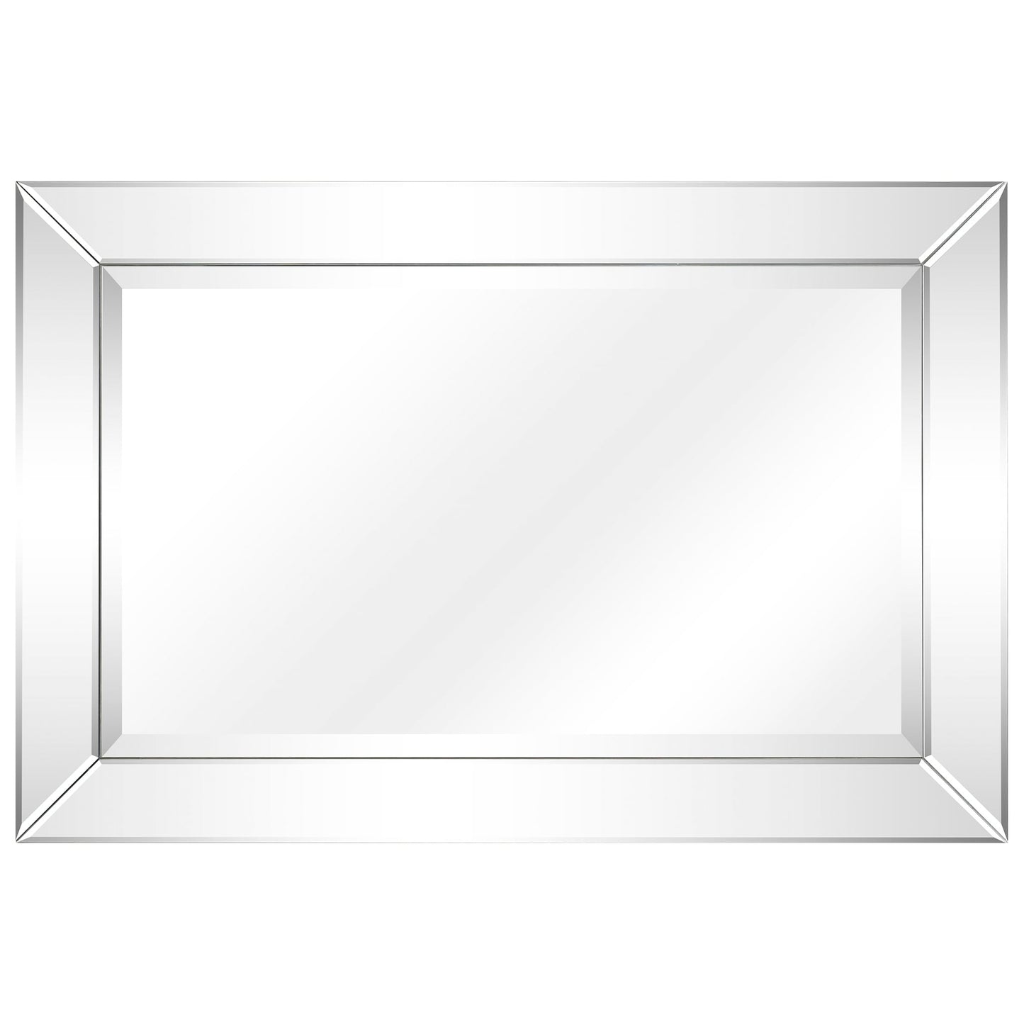 Miroir mural rectangulaire biseauté transparent HD pour salle de bain, coiffeuse et chambre à coucher, 3 tailles