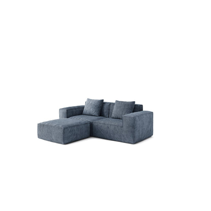 Modular Convertible Sofa Bed 2 Seater Gray Corduroy Velvet