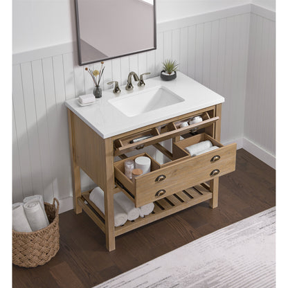 Meuble-lavabo simple de style ferme Monterey 37 avec dessus
