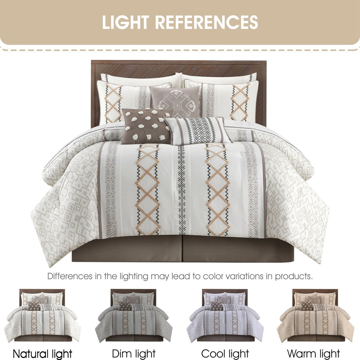 Ensemble de couette brodée bohème Nanshing Trina 15 pièces