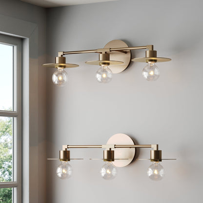 Nathan James Pattinson 3-Lights Bathroom Vanity Light Fixture with Metal Frame and Thin Plate Shade